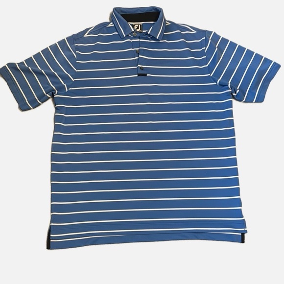 FootJoy Men's Size XL Blue/White Polyester Golf Polo - Picture 2 of 11